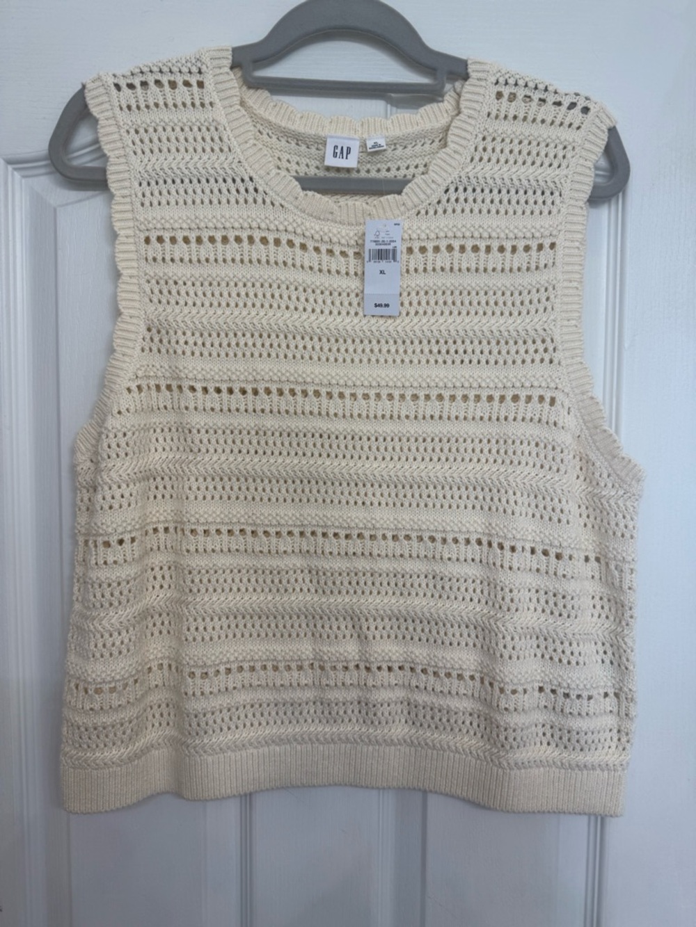 GAP Ivory Open-Knit Sleeveless Top